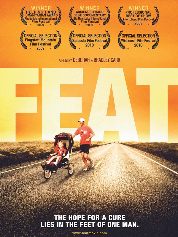 Film poster showing a man running with a child in a stroller on an empty road.