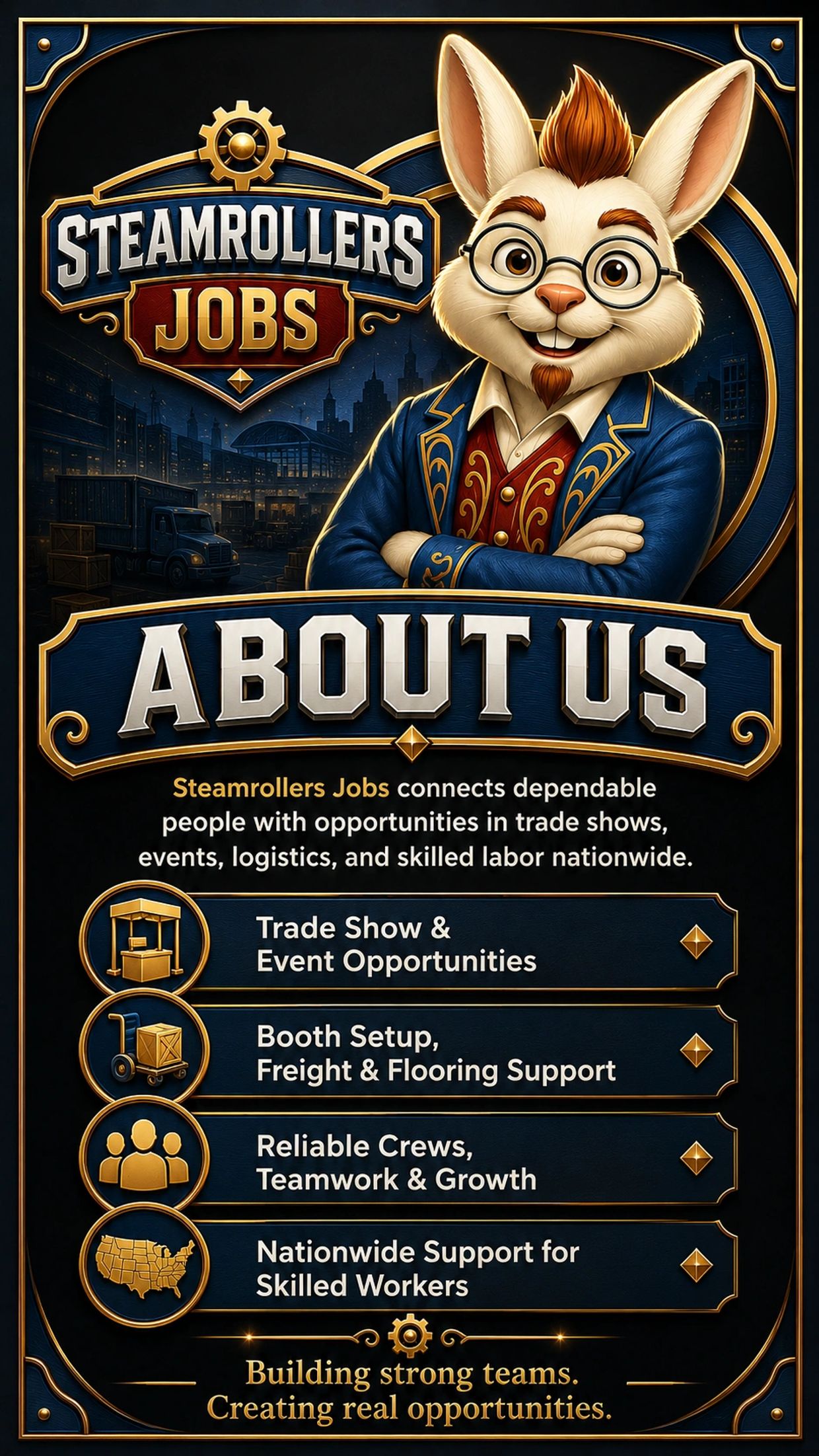 About Steamrollers Jobs and its services.