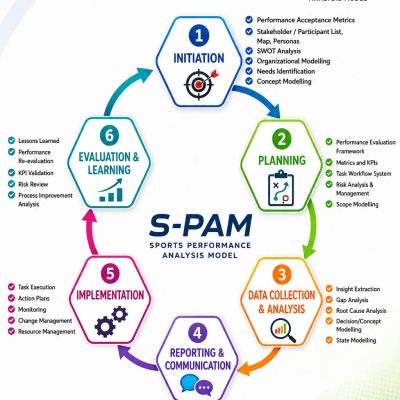 Diagram of the S-PAM sports performance analysis model six-stage cycle.