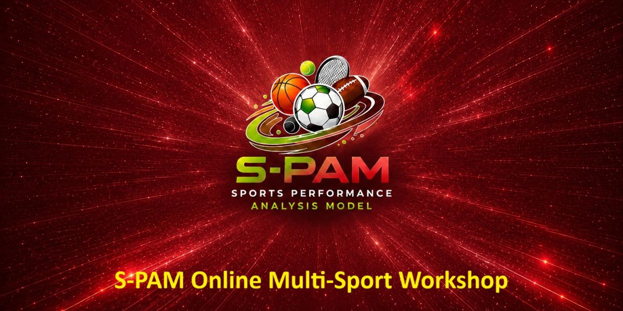 S-PAM Online Multi-Sport Workshop logo with dynamic red background.