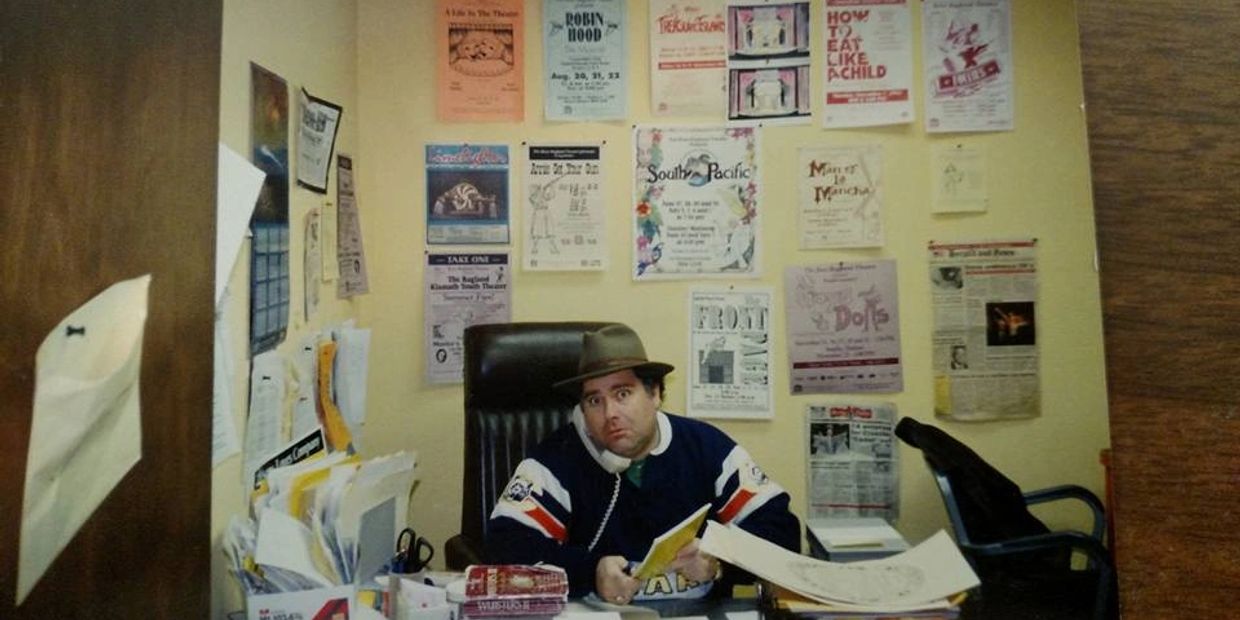 Mr. Warshauer at his office in the Ross Ragland Theatre, Klamath Falls, Oregon.