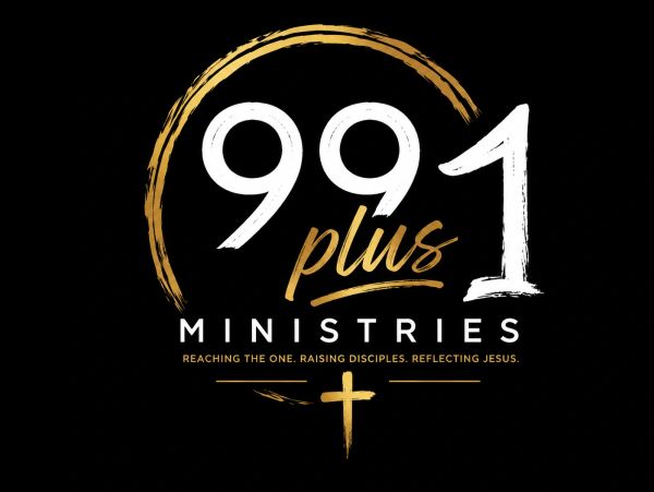 Logo of 991 Plus 1 Ministries with a cross and a tagline.