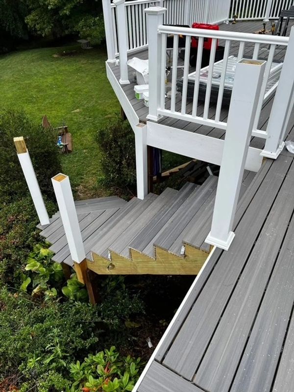 A composite deck conversion from wood in process in Columbia, PA
