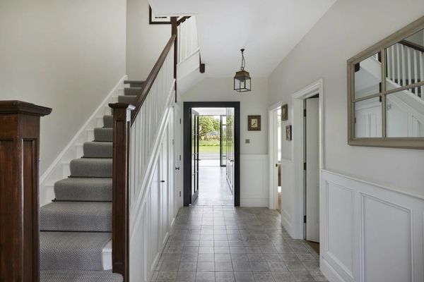 Staircase and hallway decorating with clean modern finish