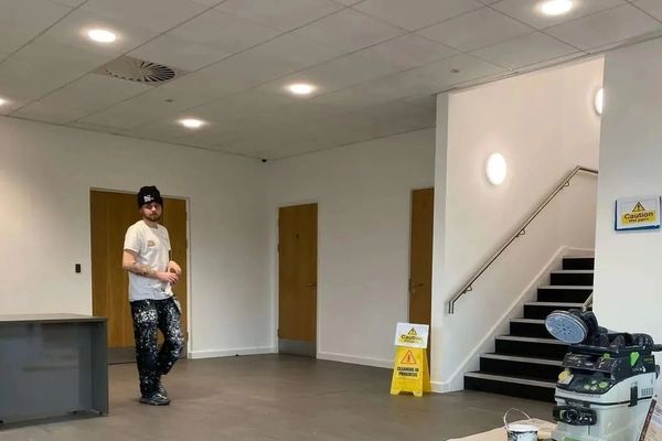 Commercial painting in an office reception area