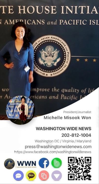 Michelle Misook Won, President and Journalist, in professional setting with media branding.