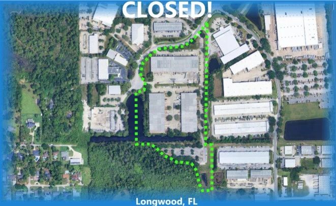 Map showing a closed area in Longwood, FL.