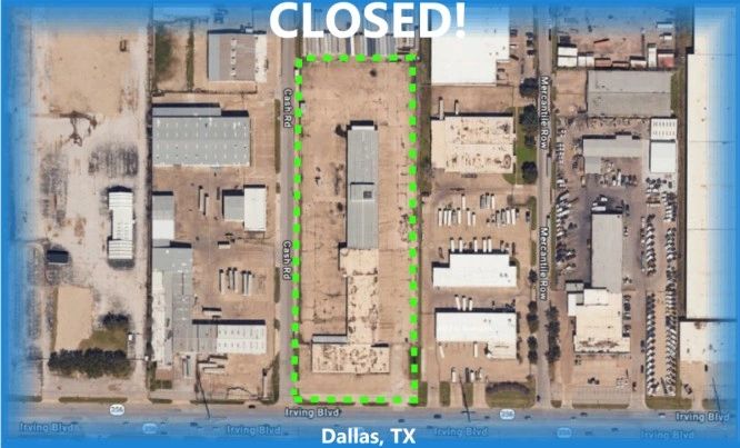 Aerial map showing a closed area in Dallas, TX.