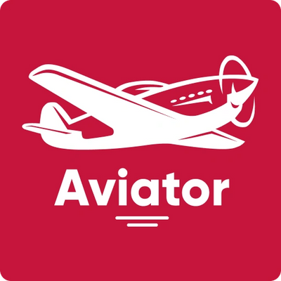 White airplane illustration with 'Aviator' text on red background.