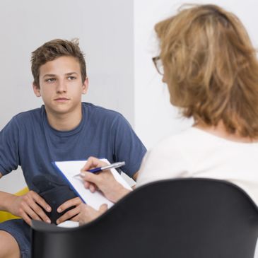 Boy answering questions