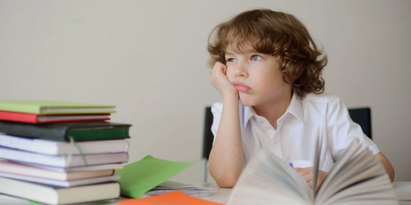 Boy Thinking with Book