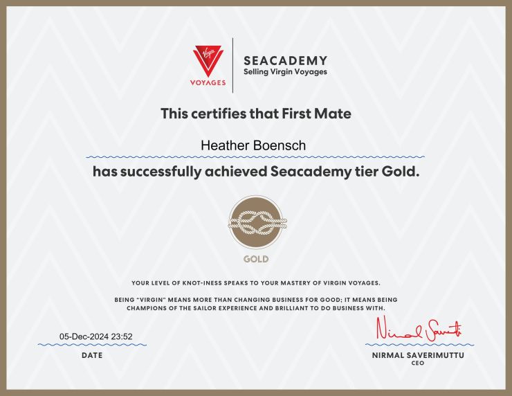 Gold Tier Certificate – Setting Sail