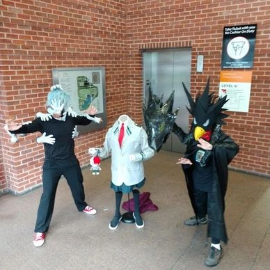 My Hero Academia cosplay characters at parking garage of GRB convention center Houston Comicpalooza