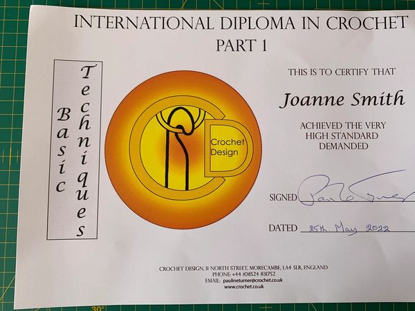 International Diploma in Crochet Part 1 certificate