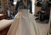 This bride designed her own wedding "skirt" to be worn with a jean shirt because she was getting married in the woods! Perfect and so beautiful!