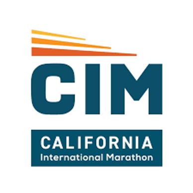 Logo of the California International Marathon with stylized text and lines.