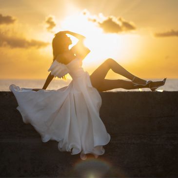 Professional photo of Miss Cayman Islands 2022 Tiffany LeAnn Conolly in the Grand Cayman Sunset