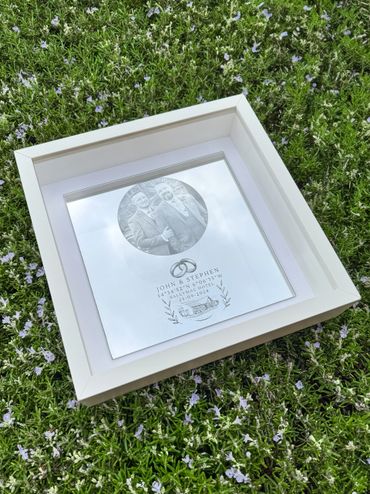 Laser engraved wedding mirror by We Laser Art, Costa del Sol