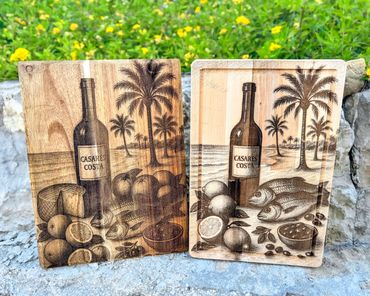 Costa del Sol artwork laser engraved on wooden board by We Laser Art