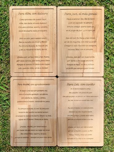 Chopping boards engraved by We Laser Art - laser engraving specialists, Costa del Sol