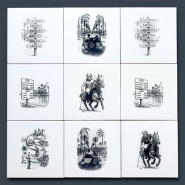 Ceramic tiles engraved by We Laser Art - laser engraving specialists, Costa del Sol