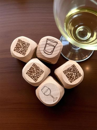 Wooden laser engraved dice for restaurants and bars by We Laser Art 