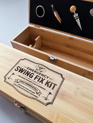 Wine box laser engraved with golf theme by We Laser Art, Costa del Sol