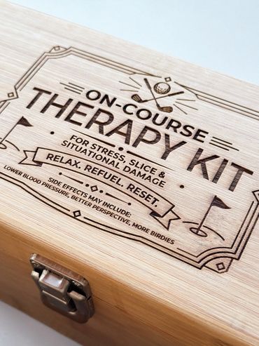 Wine box laser engraved with golf theme by We Laser Art, Costa del Sol