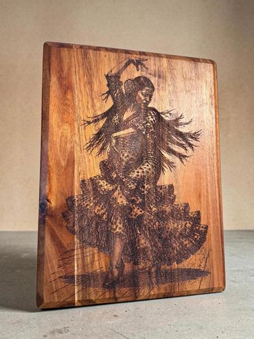Laser engraved limited edition wood falmenco artwork We Laser Art