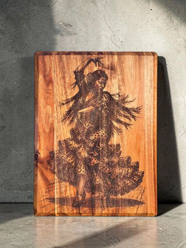 Laser engraved limited edition wood falmenco artwork We Laser Art