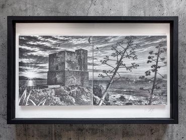 Laser engraved limited edition ceramic framed artwork or torre de la sal, casares costa We Laser Art