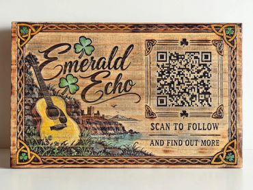 Traditional Irish Inpsired Sign for Emerald Echo Music by We Laser Art