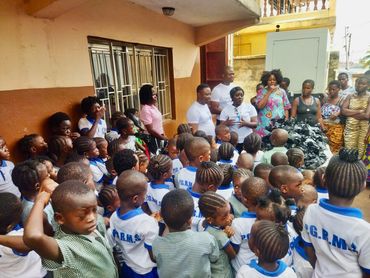 Helping hands of Gifted Charity International Inc. Mrs. Gbla giving a speech.