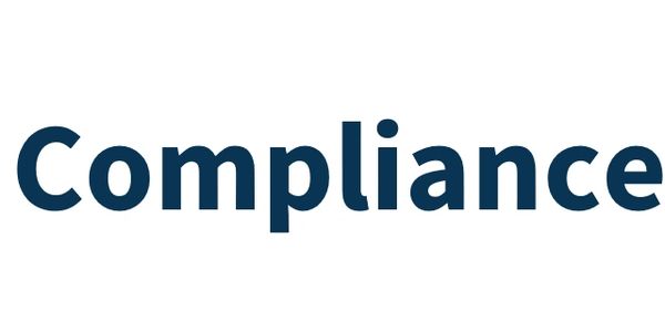 The word "Compliance" in blue font