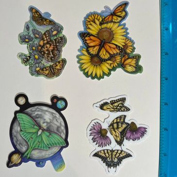 Beautiful Butterfly and Luna Moth Stickers