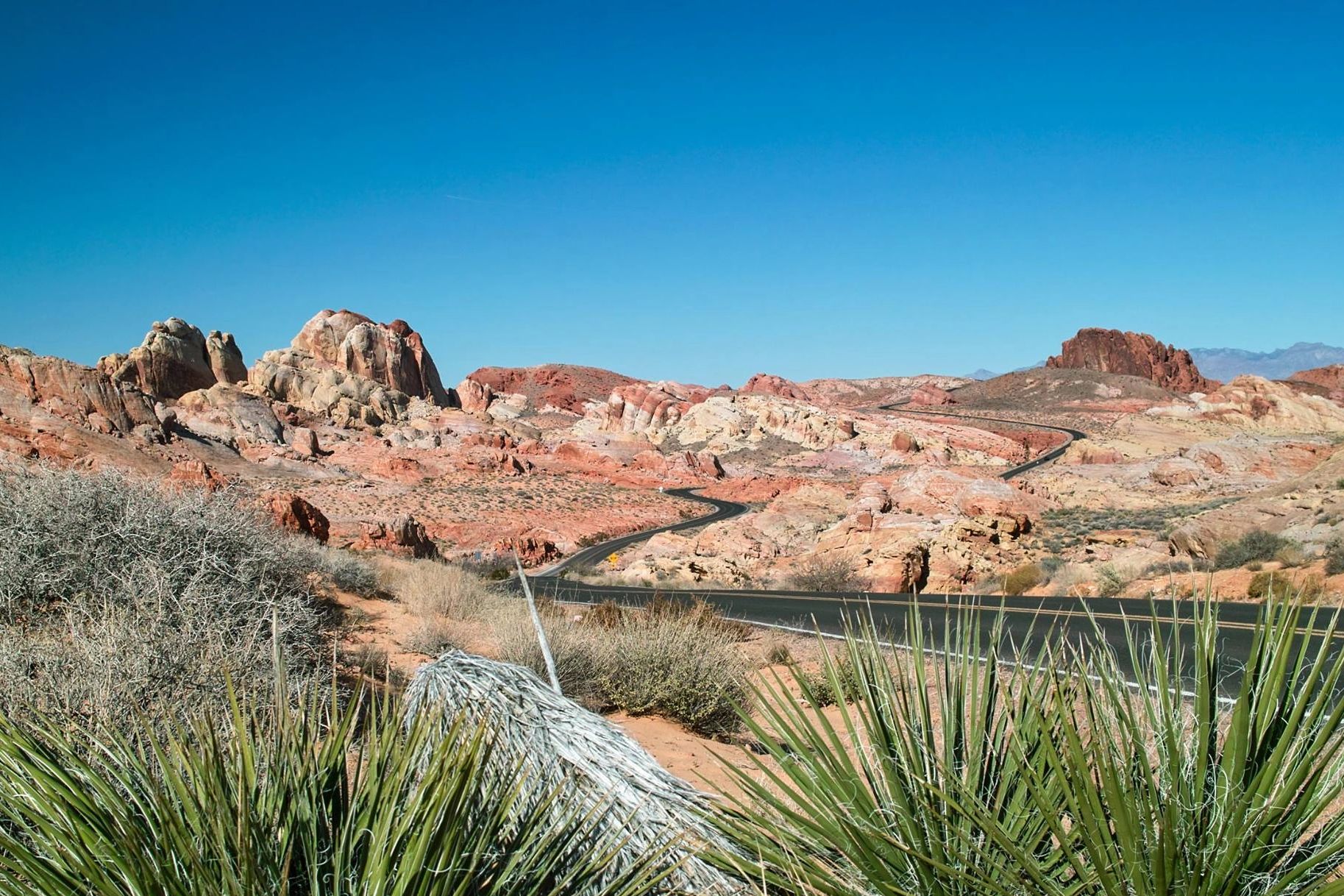 Road going through Valley of Fire State Park.