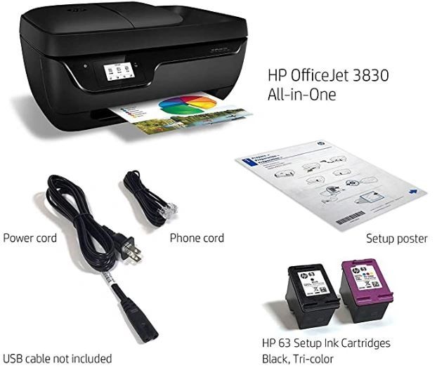 HP Officejet 3830 Printer (K7V40A) - Black