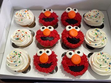 6 cupcakes @$3.00 each have for Elmo themed,
6 regular cupcakes - $10