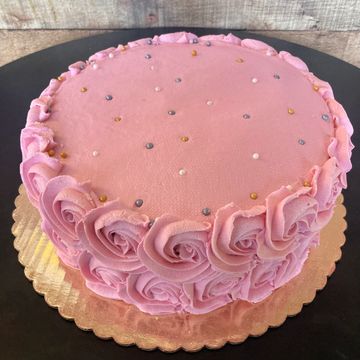 Blush Rosettes & Sugar Pearls Cake - Decorated Cake by - CakesDecor