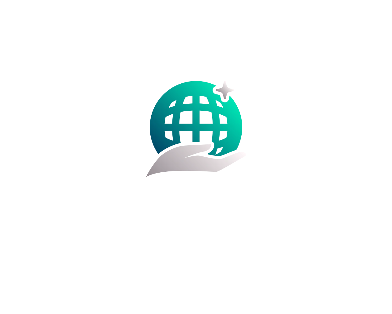 A hand holding a globe with a star symbol on it.