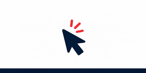 Black cursor icon with red click marks on white background.