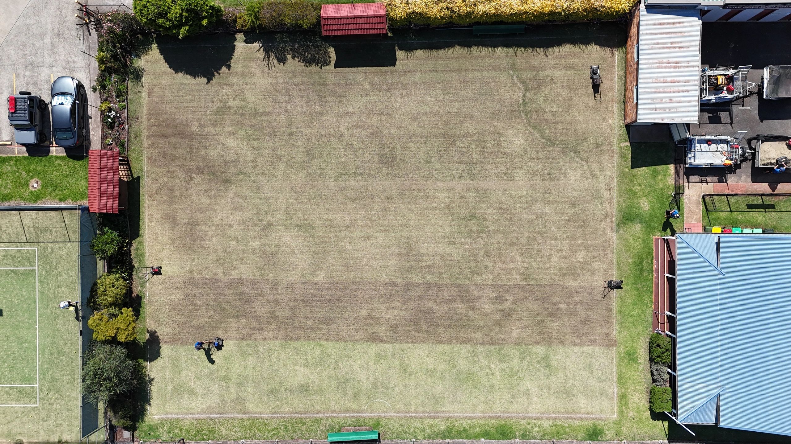 Specialist turf dethatching completed by 1st Class Lawn Care at Toowoomba Croquet Club