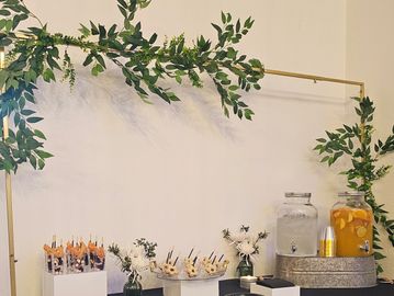 Gold table arch available for rent at Locale Studios Santa Clarita