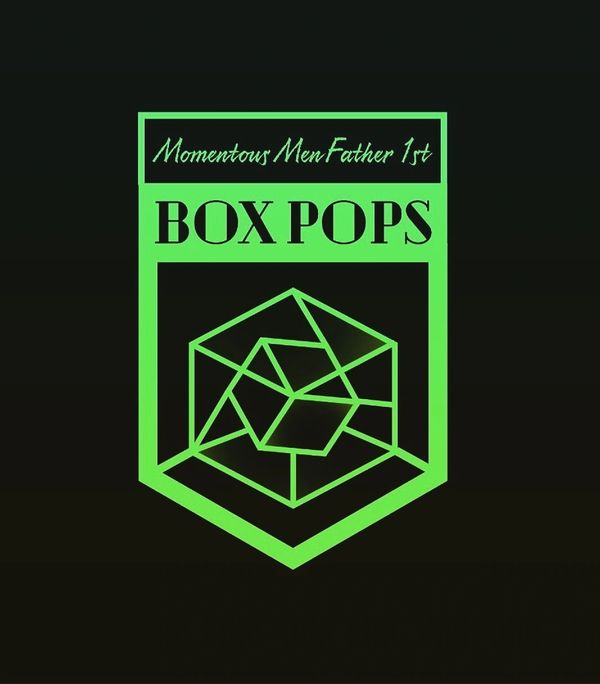 Box pops logo in green color and a black color background