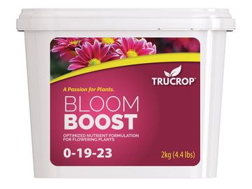 Trucrop Bloom Boost fertilizer for plants with 0-19-23 nutrient ratio.