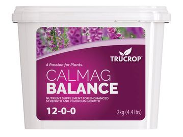 Container of CalMag Balance plant nutrient supplement by Trucrop.