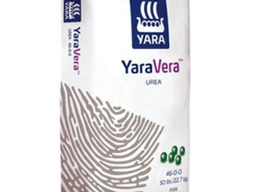 A bag of Yara Vera urea fertilizer with clear branding and design.