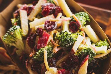 Broccoli Salad with fresh apples and dried cranberries