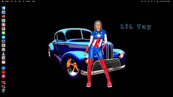 LiLTay ~ retro hot rod old school unmatchable  class wraped in the USA flag red white and blue carto