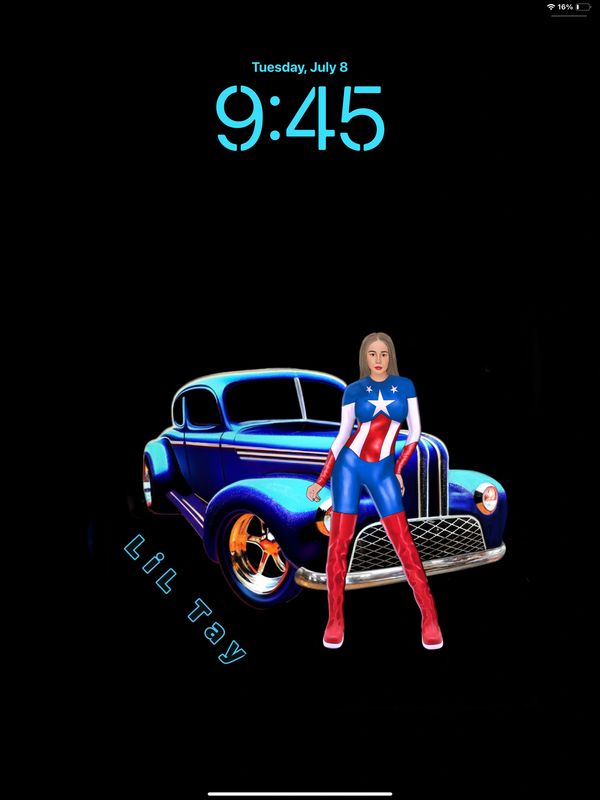 lil tay rotrod retro wrapped in the Flag red whit and blue Captain America free wallpaper cartoon 